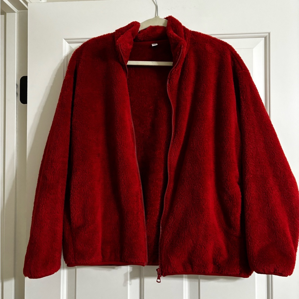 Uniqlo Rust Fuzzy Jacket With Zipper! Never Worn - image 1